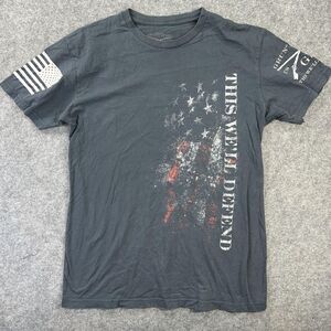 Grunt Style Shirt Mens Small Blue This We'll Defend Flag Patriotic USA